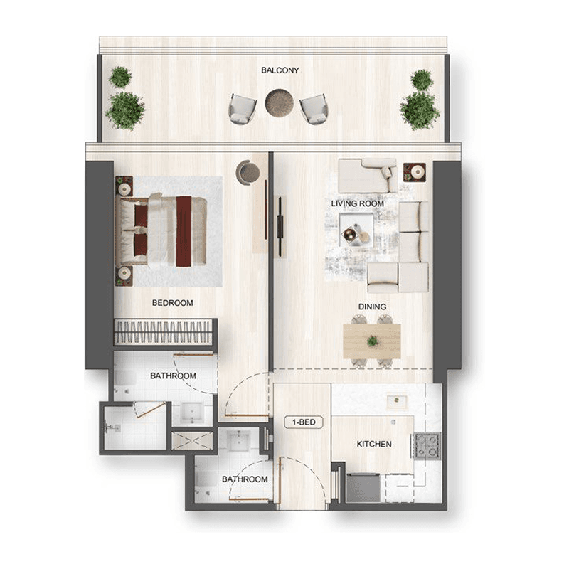 1 Bedroom floor plan