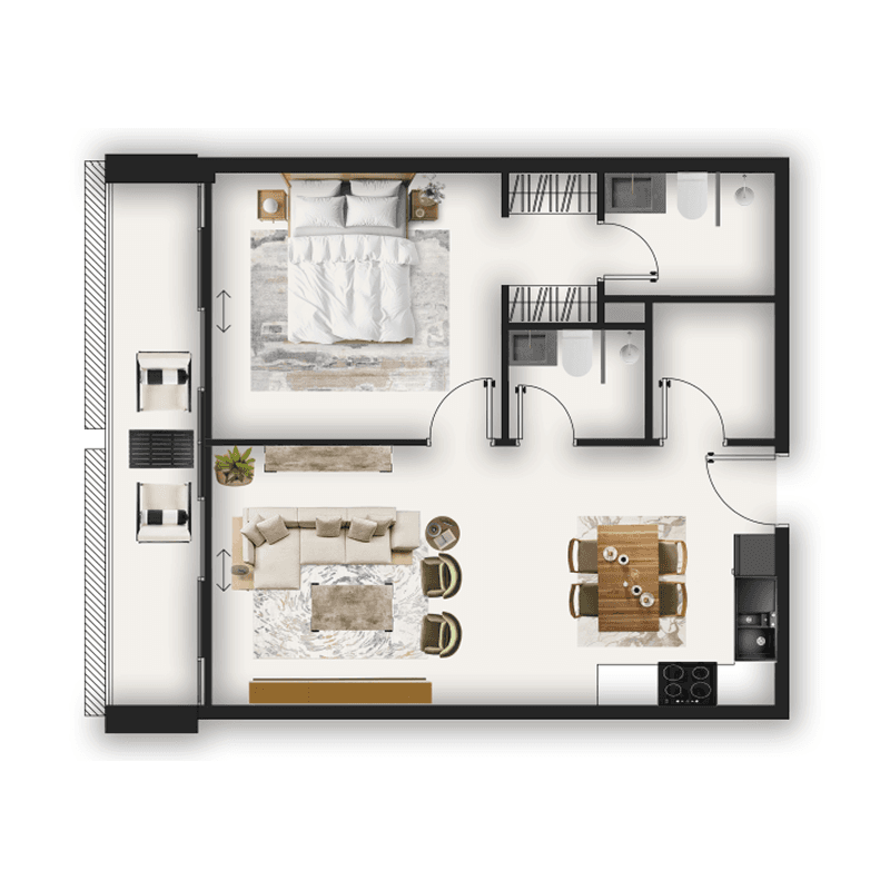 1 Bedroom floor plan