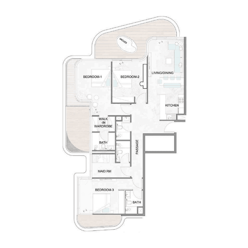 3 Bedrooms floor plan