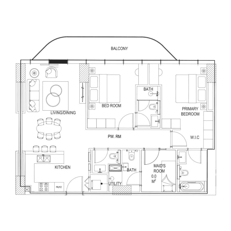 2 Bedrooms floor plan