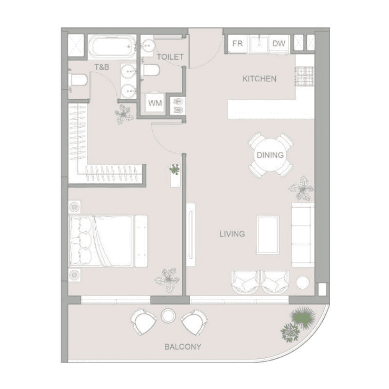 1 Bedroom floor plan