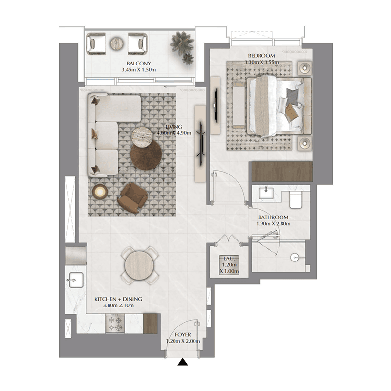 1 Bedroom floor plan