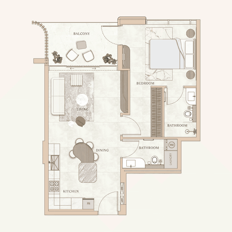 1 Bedroom floor plan