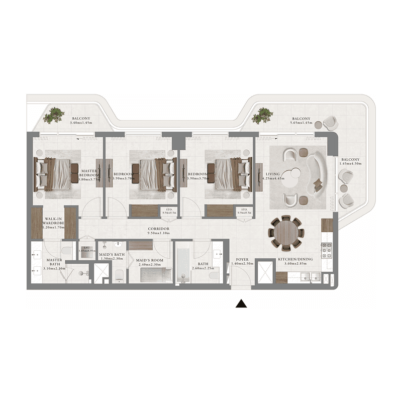 3 Bedrooms floor plan