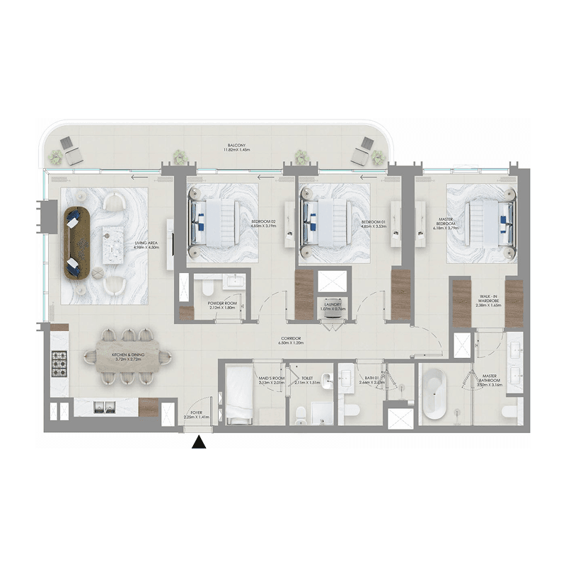 3 Bedrooms floor plan
