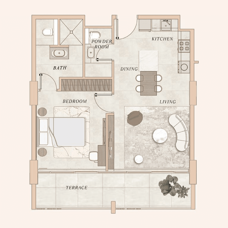 1 Bedroom floor plan
