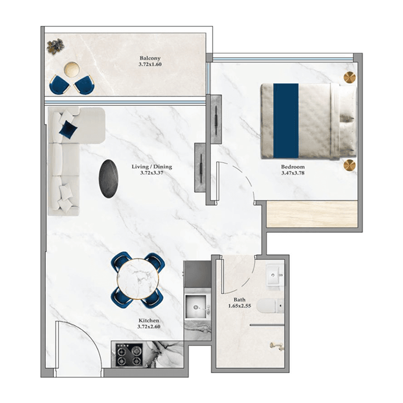 1 Bedroom floor plan