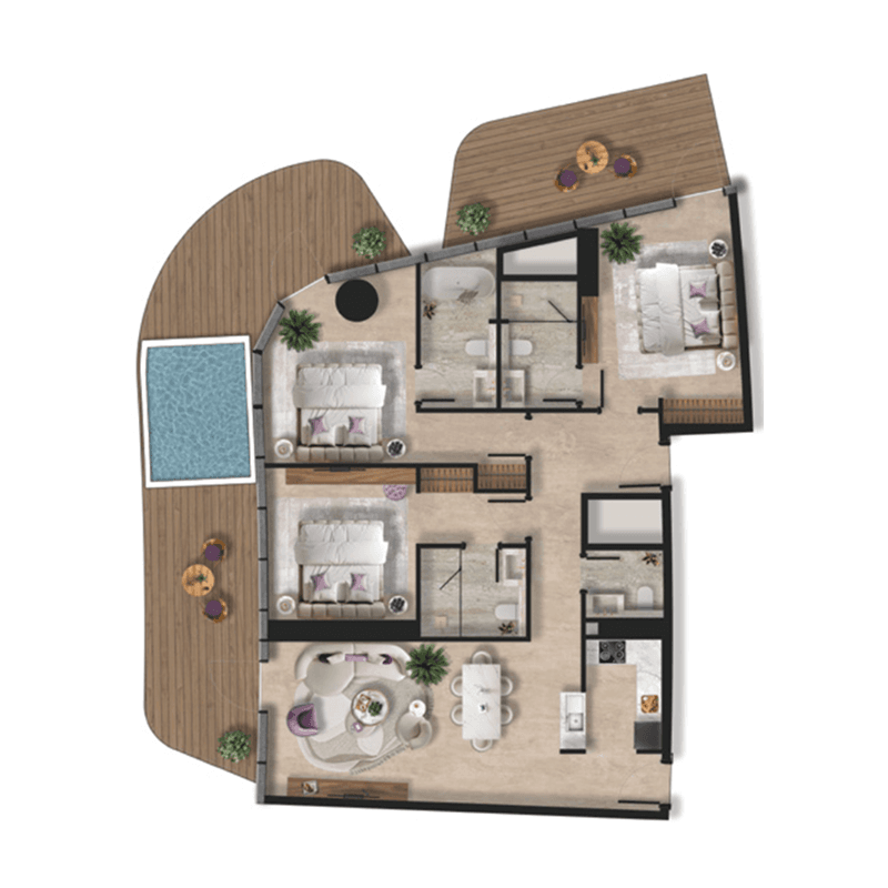 3 Bedrooms floor plan