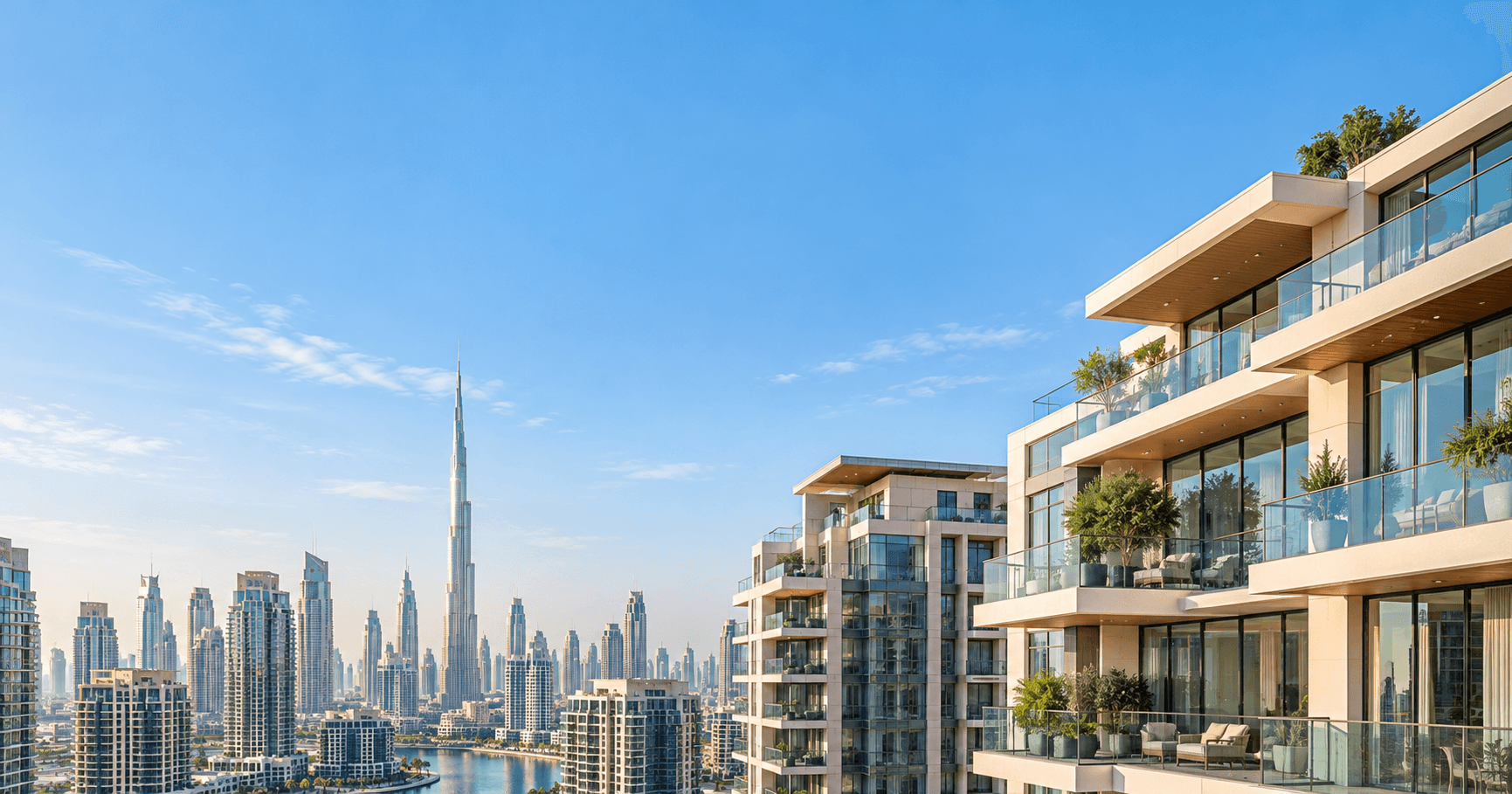 Dubai apartment building under a clear sky