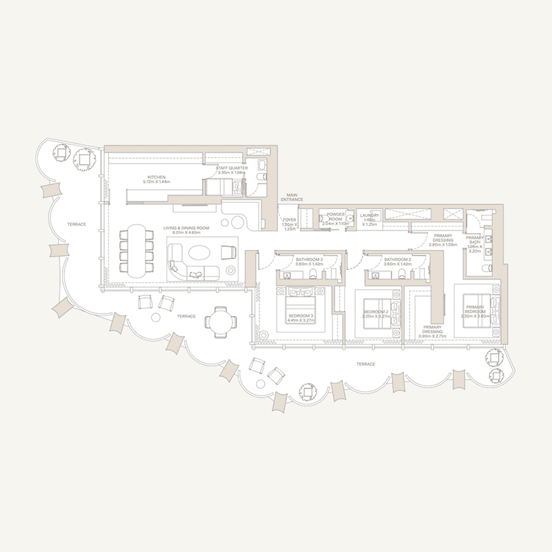 3 Bedrooms floor plan