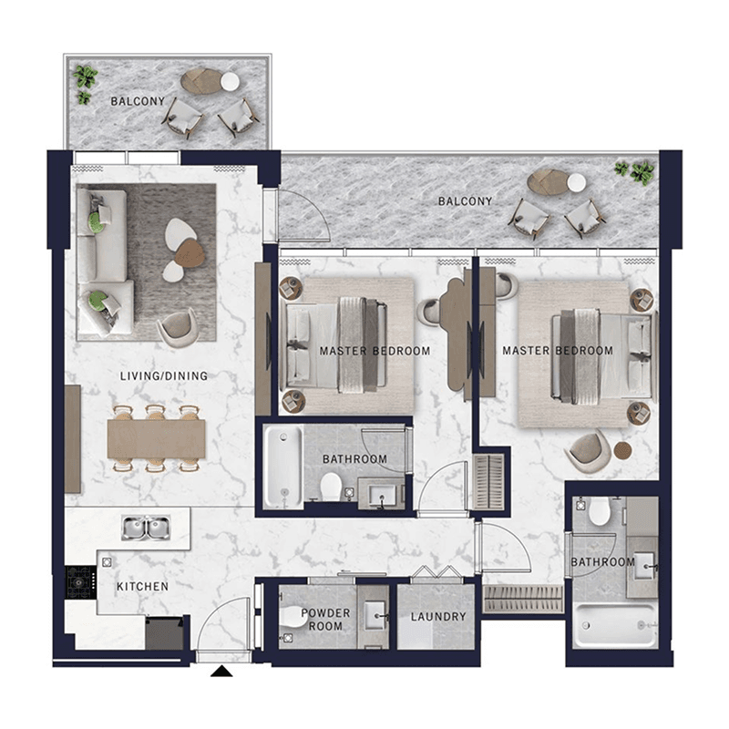 2 Bedrooms floor plan