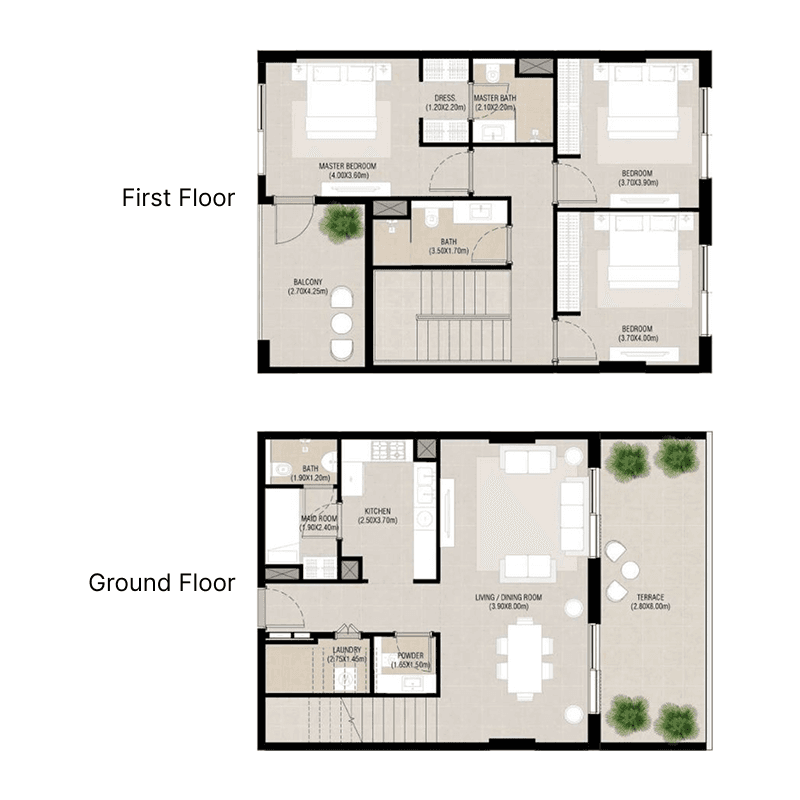 3 Bedrooms floor plan