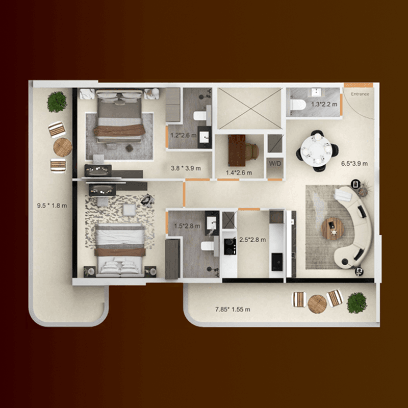 5 Bedrooms floor plan