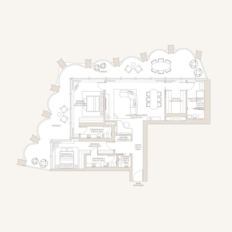 2 Bedrooms floor plan