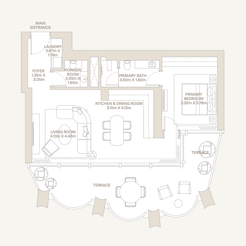 1 Bedroom floor plan