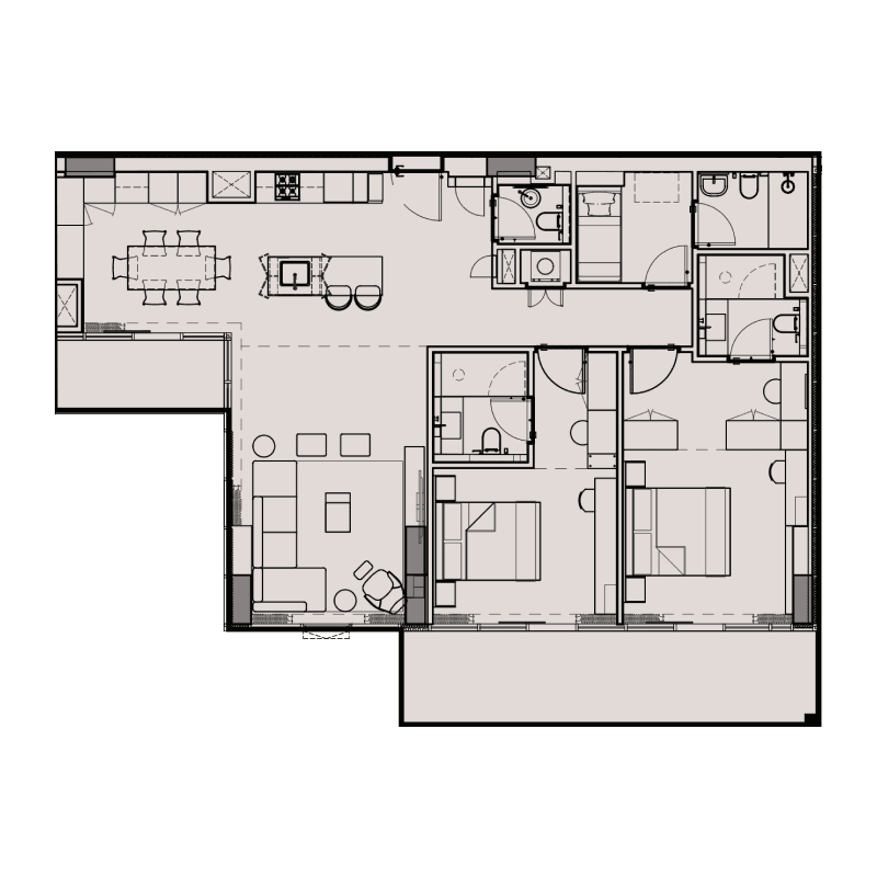 2 Bedrooms floor plan