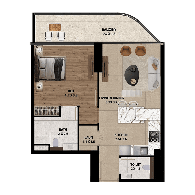 1 Bedroom floor plan