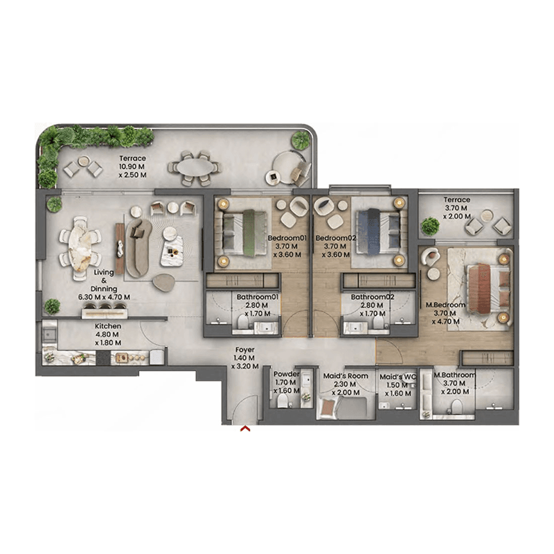 5 Bedrooms floor plan