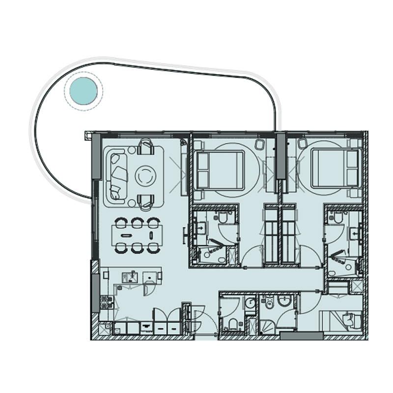 2 Bedrooms floor plan