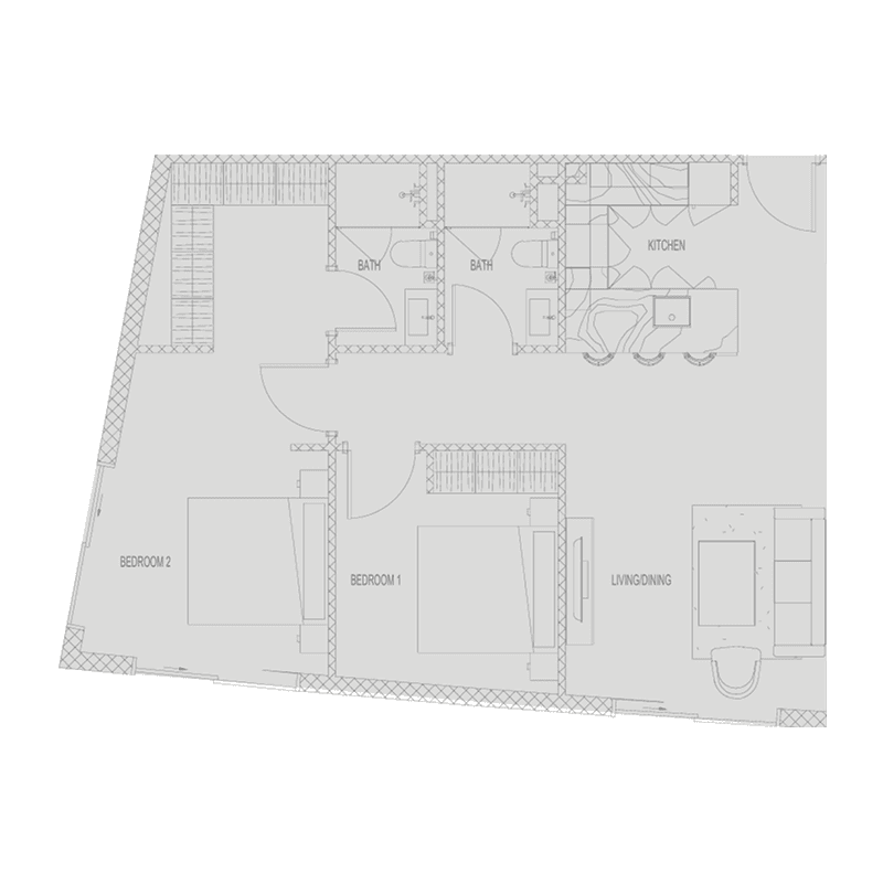 2 Bedrooms floor plan