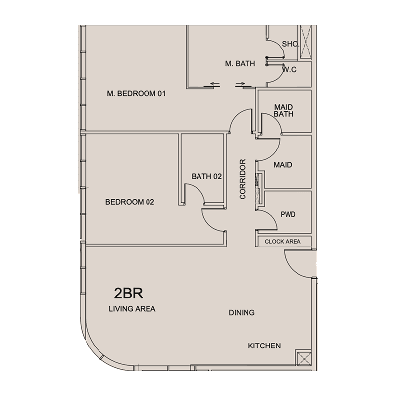 2 Bedrooms floor plan