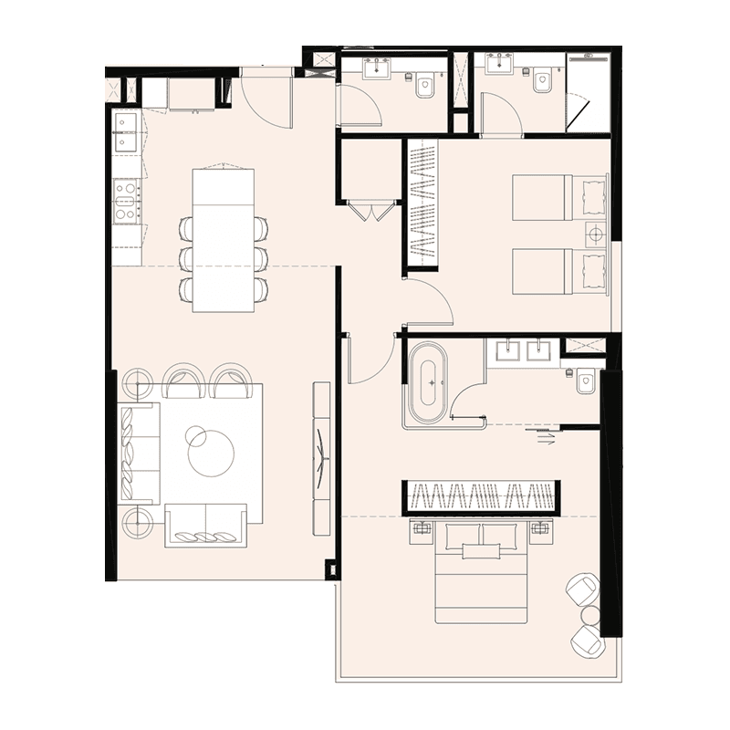 2 Bedrooms floor plan