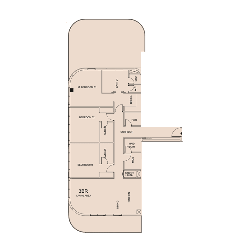 3 Bedrooms floor plan