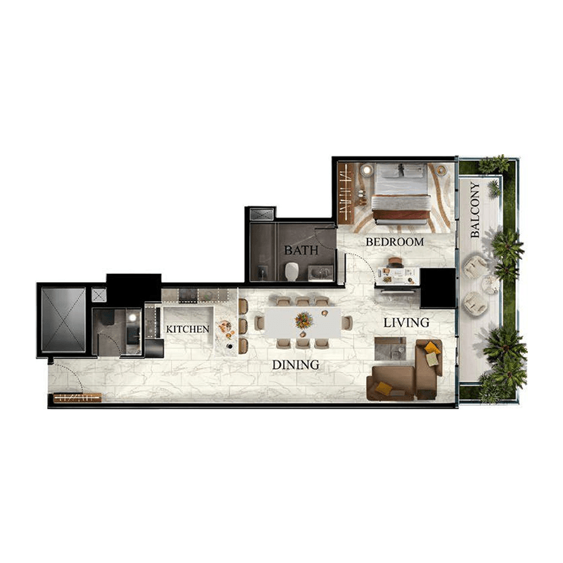 1 Bedroom floor plan