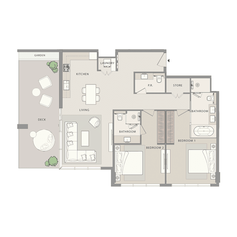 2 Bedrooms floor plan