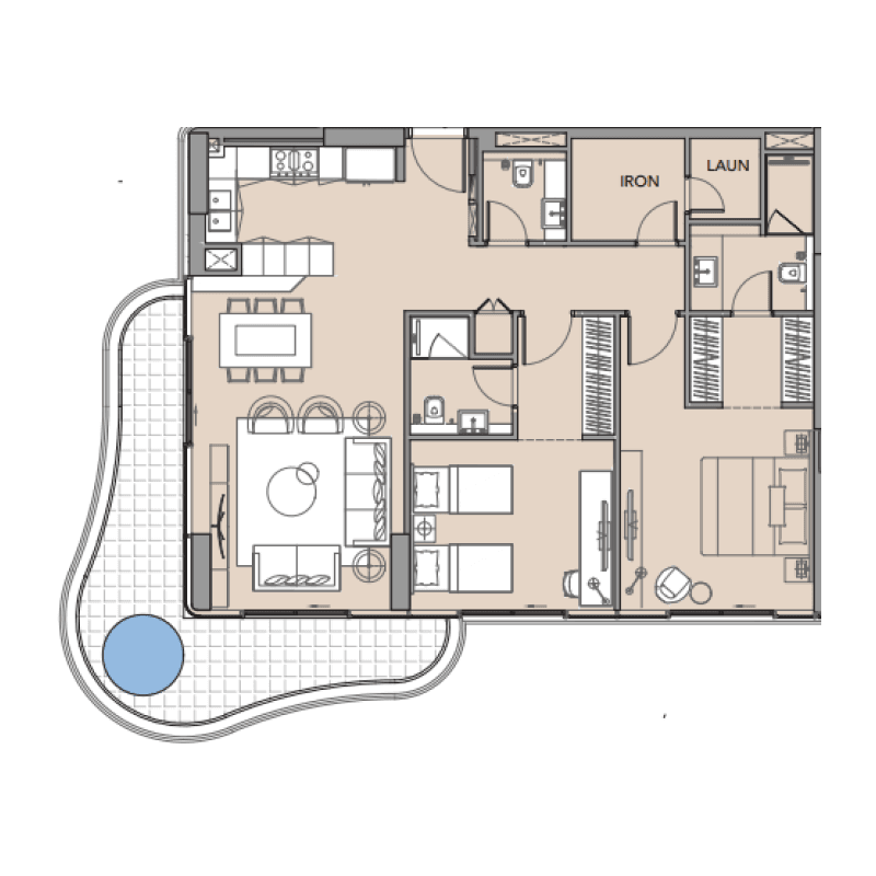 2 Bedrooms floor plan