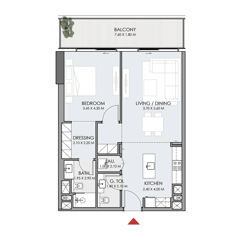 1 Bedroom floor plan