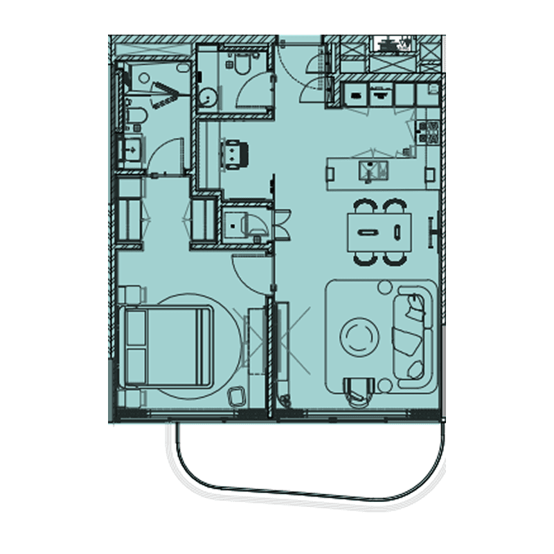 1 Bedroom floor plan