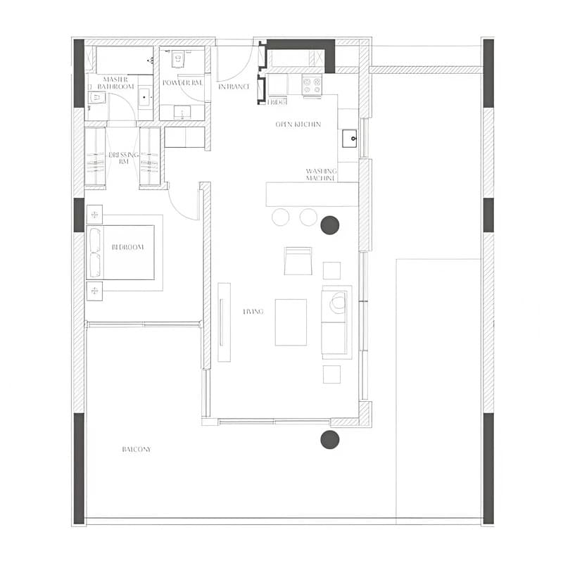 1 Bedroom floor plan
