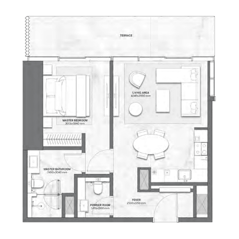 1 Bedroom floor plan